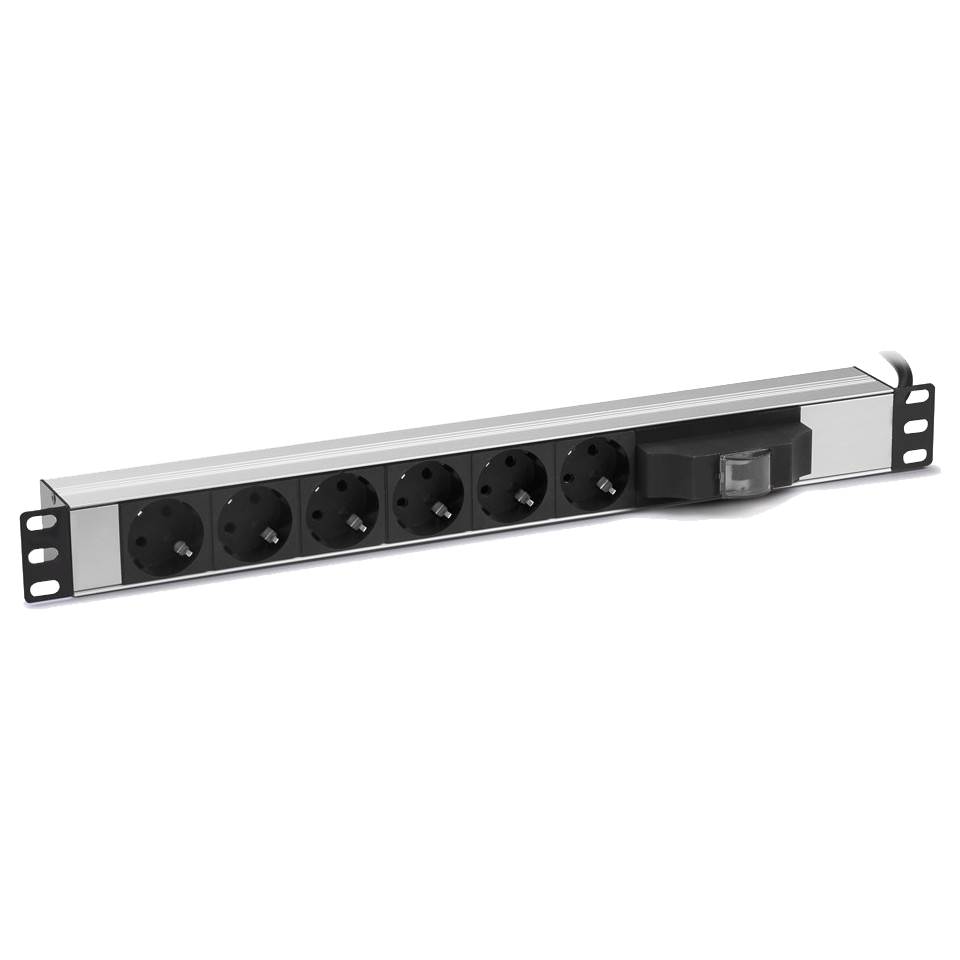 F082PR6SA/F081PR6SA,19"Разкл. 6 гнезда с ключ Шуко